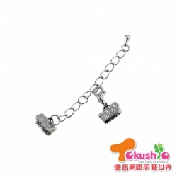 K10韓國頭+緞帶夾10mm+延長鍊-50入《鎳色黑鎳/青古》
