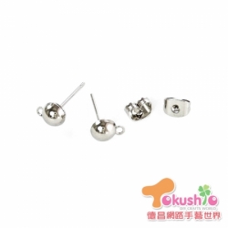 6mm半球耳針+後束-200入《鎳色/金色/黑鎳》