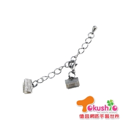 K10韓國頭+緞帶夾8mm+延長鍊-2入《鎳色/金色/黑鎳》