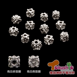 HA9056B方形花大孔珠-古銀12入